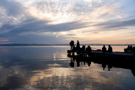 Spectacular sunset in the lake of La Albufera, Valencia.の写真素材