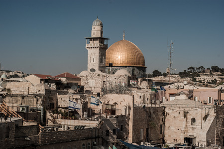 Rooftop View on Mousque of Al-aqsa in Old Town, Jerusalem, Israelの写真素材