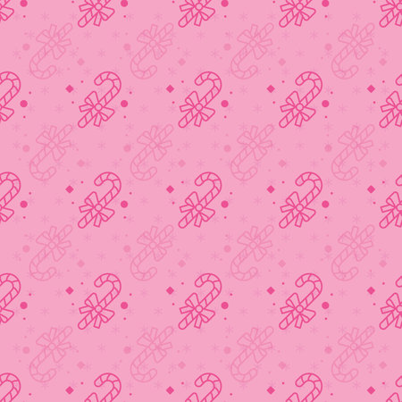Vector Christmas Pink Candy Cane seamless repeat pattern background. Surface Pattern Design. Great for Christmas Decor, postcard, Packaging, wrapping, scrapbook, invitation, fabric projectsのイラスト素材