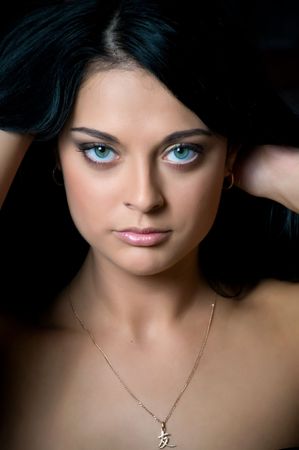 Young beautiful woman with perfect natural makeup の写真素材