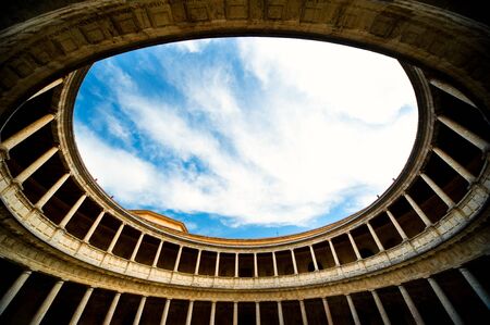 Inside of the Palace of Carlos V in Alhambra. Granada, Spainのeditorial素材