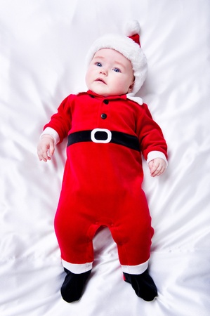 Adorable little santa babyの写真素材