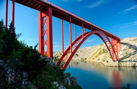 The Maslenica Bridge in Croatiaの写真素材