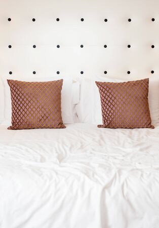 Pillows on a bed の写真素材