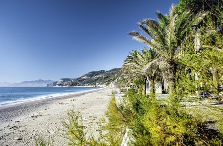 Empty beach in winter, Italyの写真素材