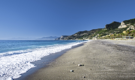 Empty beach in winter, Italyの写真素材