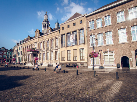 Roermond, Netherlands-september 12, 2014: Day view of market square, it is popular touristic place, it is lined with cafes, restaurants and shops on september 12, 2014のeditorial素材