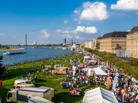 Dusseldorf, Germany - september 14, 201: Aerial view of crowd of people during national Alp holiday in Dusseldorf, Germanyのeditorial素材