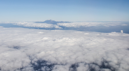 Volcano Teide, aerial view from window of airplane. Canary Island, Spainの写真素材