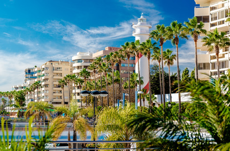 View of the Marbella resort city. Province of Malaga Andalusia Costa del Sol. Southern Spainのeditorial素材