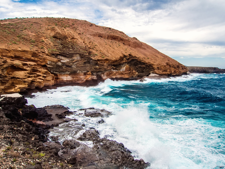 Picturesque Yellow Mountain Montana Amarilla in stormy weather. Costa del Silencio. Tenerife, Canary Islandsの写真素材