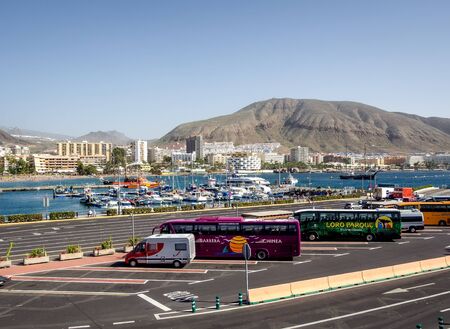 Tenerife, Spain - December 22, 2014: Los Cristianos port, south of Tenerife. Canary Islands. Spainのeditorial素材