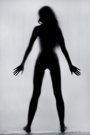 Silhouette of a naked womanの写真素材