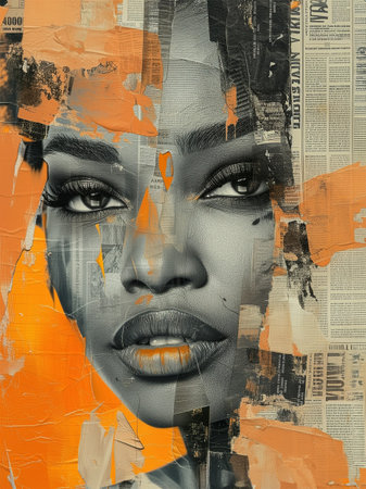 Gorgeous woman face, abstract artistic wallpaper style, close up view. Beauty, cosmetics and make-up conceptの素材