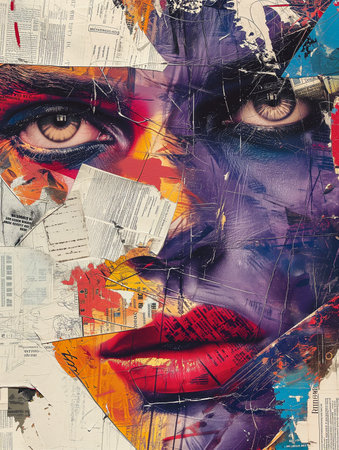 Woman face, abstract artistic wallpaper style, close up view. Beauty, cosmetics and make-up conceptの素材