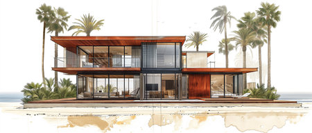 Luxury villa in tropical place. Construction, real-estate conceptの素材