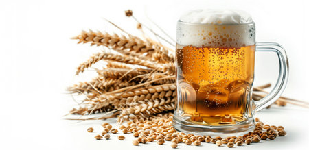Mug of beer on white background. Illustration. popular alcoholic beverageの素材