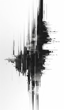 Black and white monochrome abstraction on white vertical backgroundの素材