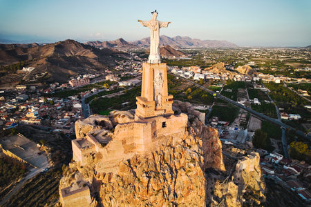 Monteagudo monument atop of hill. Murcia townscape, Province of Alicante. Spainの写真素材