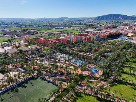 Aerial view of Orihuela townscape during sunny day. Spainの写真素材