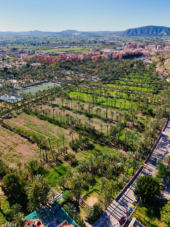 Aerial view of Orihuela townscape during sunny day. Spainの写真素材