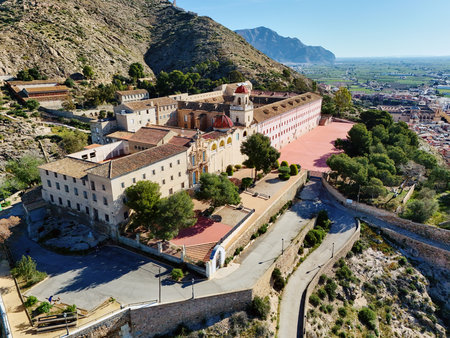 Curvy road goes up hill of San Miguel Diocesan Seminary. Orihuelaの写真素材