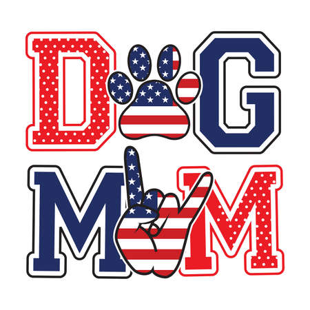 Dog mom with paw and heart. Dogs theme design for dog lovers stuff and perfect gift for women, and girls who loves dog.のイラスト素材