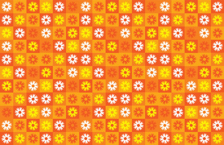 Seamless pattern on a orange background. Vector illustration of bright orange flowers in a cartoon flat style.のイラスト素材