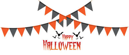 Halloween buntings for Happy Halloween.Halloween Flags Garlands with orange and black.Website spooky or banner template.Vector illustrationのイラスト素材