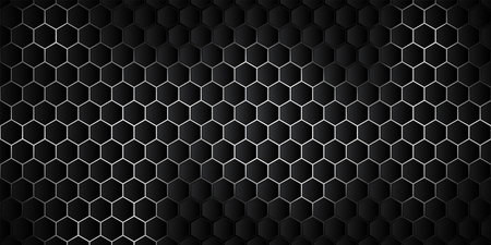 Hexagonal Black background with White lightのイラスト素材