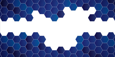 Honeycomb hexagon isolated on white background. Vector illustration. Blue hexagon pattern look like honeycombのイラスト素材