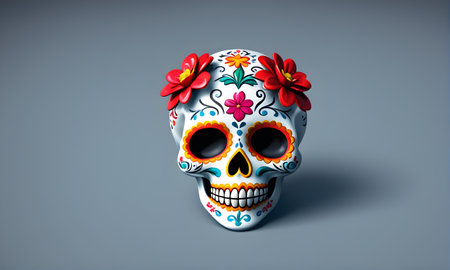 Day Of The Dead Cute 3D Art Animated Banner, Digital Background, Invitation Card, Website Design, Background Graphic - Artwork generated by AIの素材