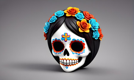 Day Of The Dead Cute 3D Art Animated Banner, Digital Background, Invitation Card, Website Design, Background Graphic - Artwork generated by AIの素材