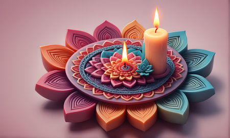 Diwali Festival Cute 3D Art Animated Banner, Digital Background, Invitation Card, Website Design, Background Graphic - Artwork generated by AIの素材