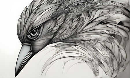 Jay Feather Artwork Background Abstract Digital Art Design, Two-Toned Background Graphic - Artwork generated by AIの素材