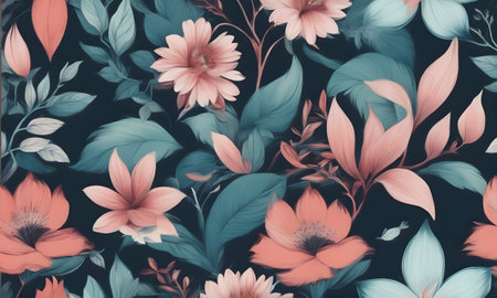 Vintage Flowers Background Retro Wallpaper Old Wall Art Invitation Card Website Design, Background Graphic - Artwork generated by AIの素材