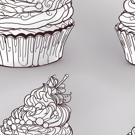 Cupcake Coloring Book Seamless Pattern Colorful Digital Artwork, Wall Art, Background, Merch Shop, Design Template - generated by aiの素材