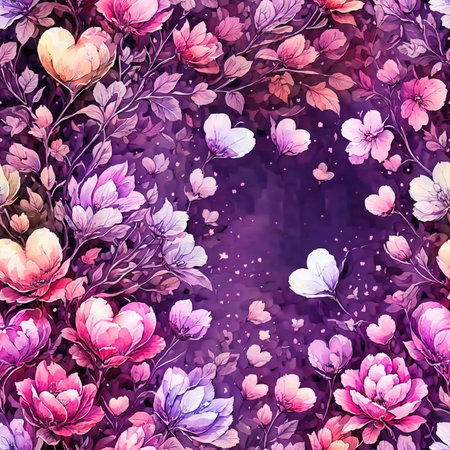 Floral Love Painting Seamless Pattern Colorful Digital Artwork, Wall Art, Background, Merch Shop, Design Template - generated by aiの素材