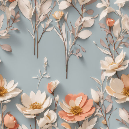 Pastel Colored Retro Flowers Seamless Pattern Colorful Digital Artwork, Wall Art, Floral Background, Merch Shop, Design Template - generated by aiの素材