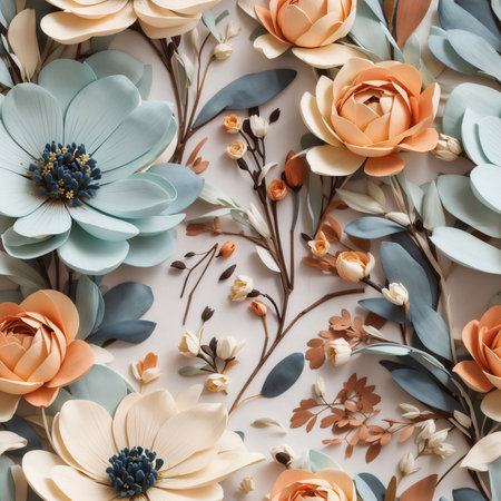 Pastel Colored Retro Flowers Seamless Pattern Colorful Digital Artwork, Wall Art, Floral Background, Merch Shop, Design Template - generated by aiの素材
