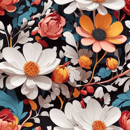 Colorful Flowers Painting Seamless Pattern Colorful Digital Artwork, Wall Art, Floral Background, Merch Shop, Design Template - generated by aiの素材
