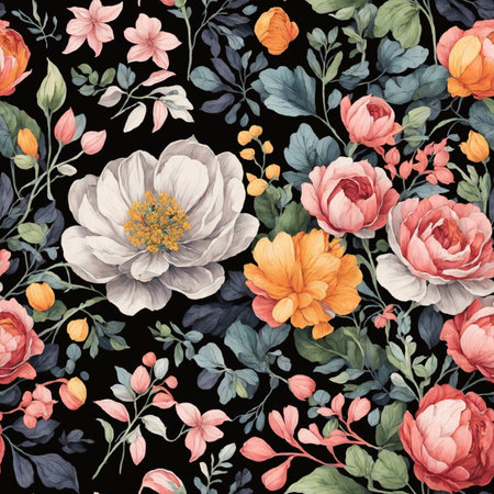 Colorful Flower Bouquet Decoration Seamless Pattern Colorful Digital Artwork, Wall Art, Floral Background, Merch Shop, Design Template - generated by aiの素材