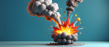 Little Cartoon Explosion 3D Art Graphic Banner Website Design Gift Card Background Digital Graphic - Artwork generated by AIの素材