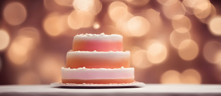 Cake with Bokeh Background Banner Graphic Design Bakery Candy Gift Card Template Digital Backdrop for Website, Decorations or your Print on Demand Business - generated by AIの素材