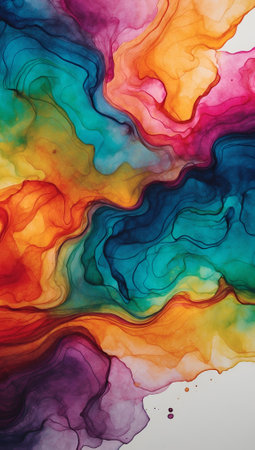 Abstract Alcohol Ink Digital Painting Paper Texture Colorful Watercolor Background Art Design for Wall Art, Merch, Card, Websites, Decorations or your Print on Demand Business - generated by AIの素材