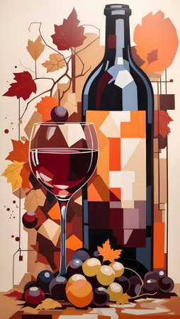 Abstract Wine Geometric Artwork Digital Acrylic Painting Colorful Background Art Design for Wall Art, Merch, Card, Websites, Decorations or your Print on Demand Business - generated by AIの素材