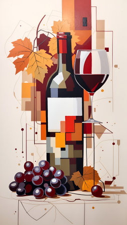 Abstract Wine Geometric Artwork Digital Acrylic Painting Colorful Background Art Design for Wall Art, Merch, Card, Websites, Decorations or your Print on Demand Business - generated by AIの素材