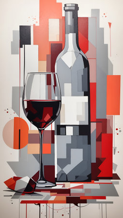 Abstract Wine Geometric Artwork Digital Acrylic Painting Colorful Background Art Design for Wall Art, Merch, Card, Websites, Decorations or your Print on Demand Business - generated by AIの素材