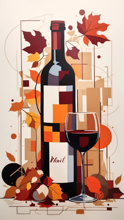 Abstract Wine Geometric Artwork Digital Acrylic Painting Colorful Background Art Design for Wall Art, Merch, Card, Websites, Decorations or your Print on Demand Business - generated by AIの素材