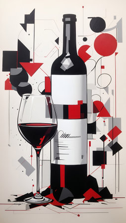 Abstract Wine Geometric Artwork Digital Acrylic Painting Colorful Background Art Design for Wall Art, Merch, Card, Websites, Decorations or your Print on Demand Business - generated by AIの素材